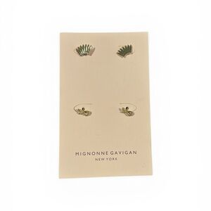 Mignonne Gavigan Gold Tone Stud Earrings with Green Enamel Accents